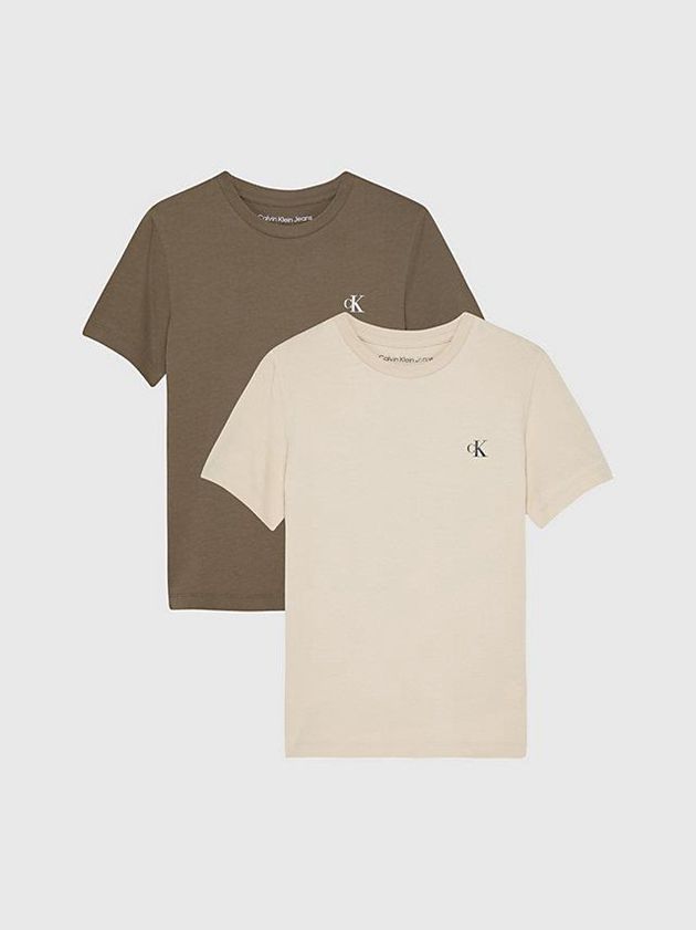 Calvin Klein USA 2 Pack Organic Cotton Boys T-Shirt Beige 8493157-LP